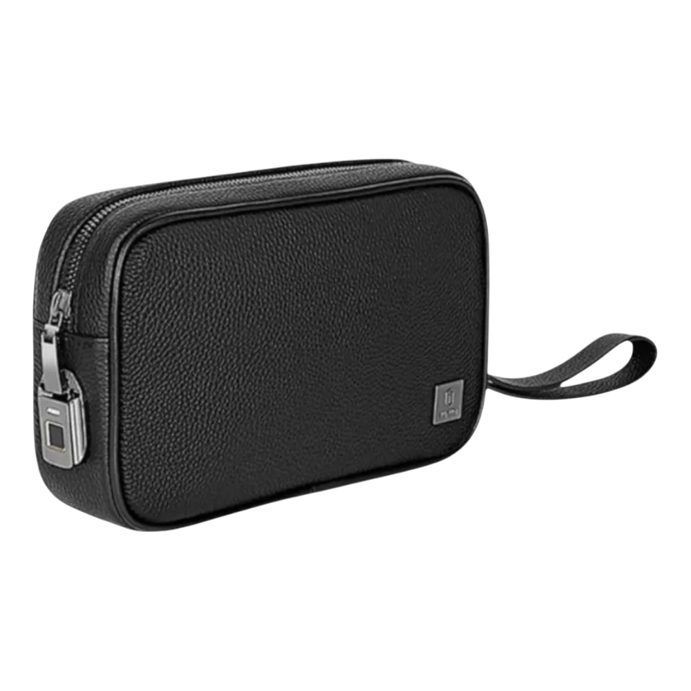Bolsa Necessaire Couro Master Fingerprint Lock Segura Liso Preto l Wiwu