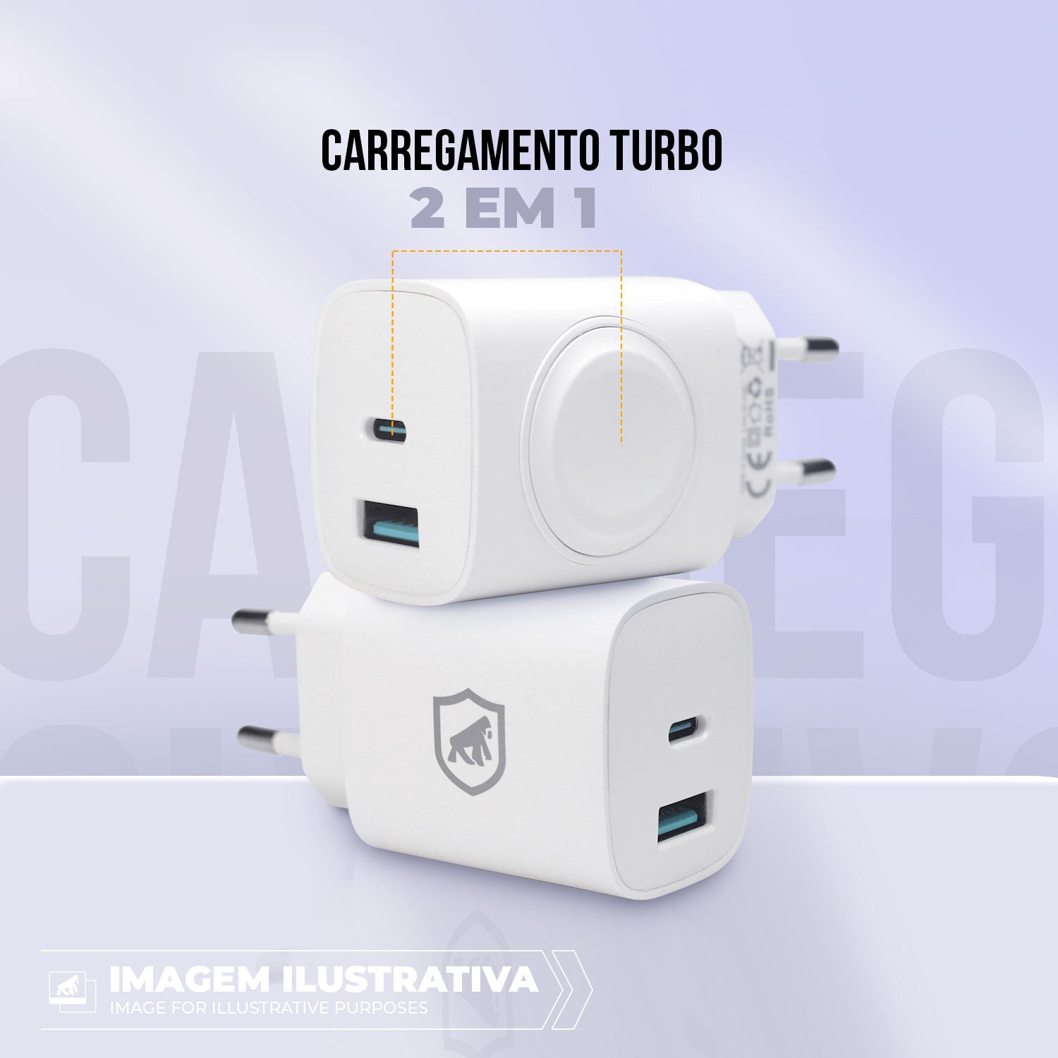Carregador Turbo 2 em 1 Survivor Wireless para Apple Watch