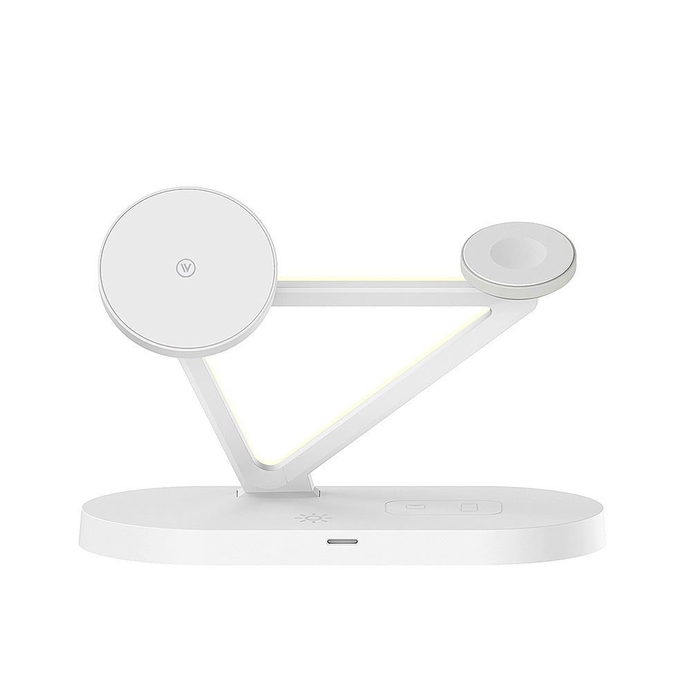 Lâmpada 5 em 1 Multifuncional: Carregador Indução, Despertador, Luz Noturna