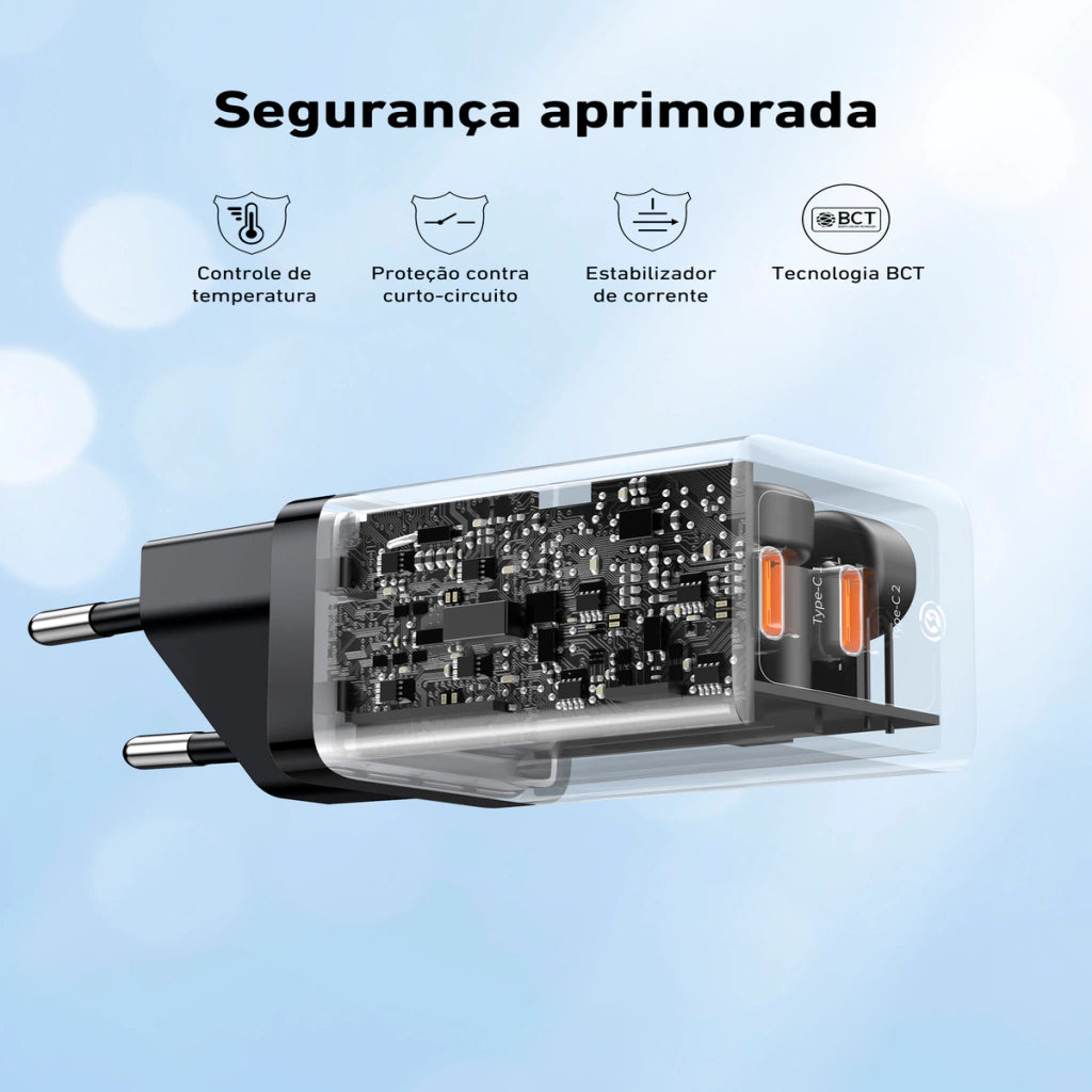 Carregador Turbo USB-C GaN5 Pro 40W com 2 Saídas Tipo-C l Baseus