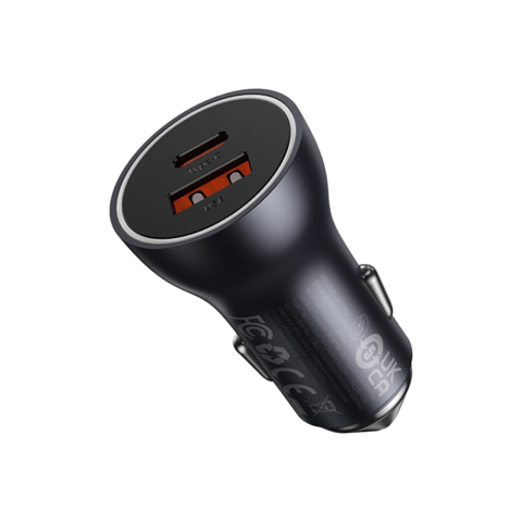 Baseus 40W Turbo Carregador Veicular USB + USB-C com Cabo