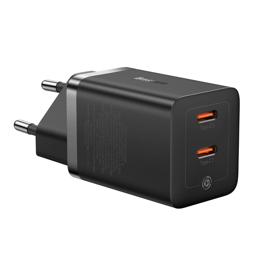 Carregador Turbo USB-C GaN5 Pro 40W com 2 Saídas Tipo-C l Baseus