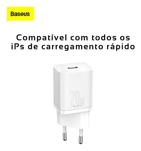 Baseus 20W Turbo Carregador de Parede, Cabo para iPhone