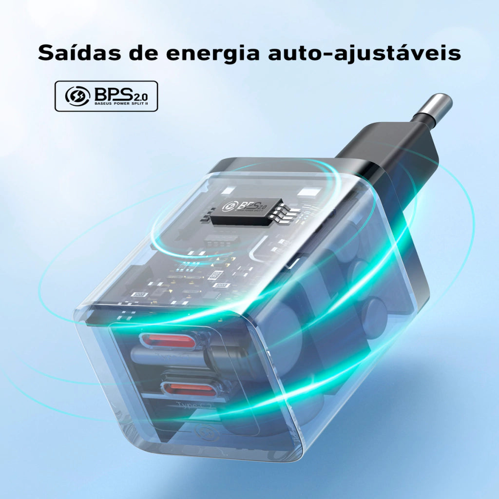 Carregador Turbo USB-C GaN5 Pro 40W com 2 Saídas Tipo-C l Baseus