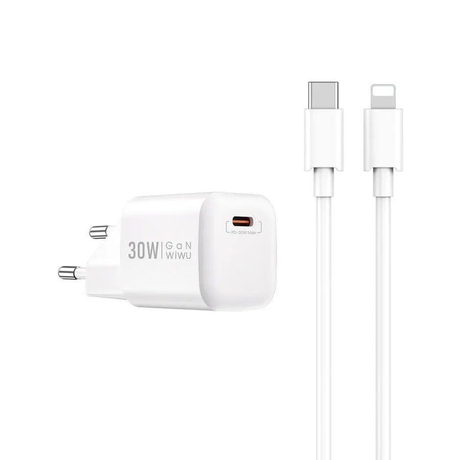 Kit completo carregador nano 2 em 1 gan 30W l WiWu