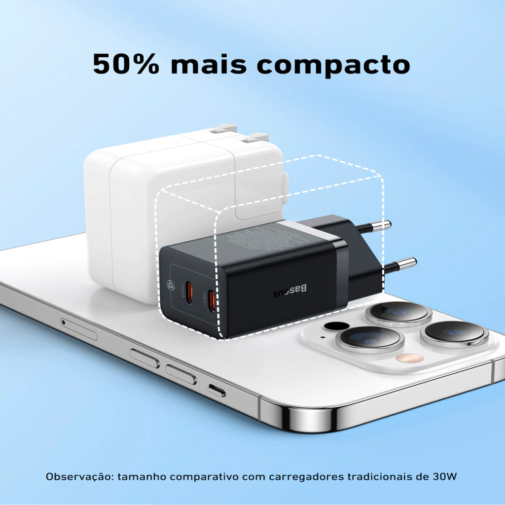 Carregador Turbo USB-C GaN5 Pro 40W com 2 Saídas Tipo-C l Baseus