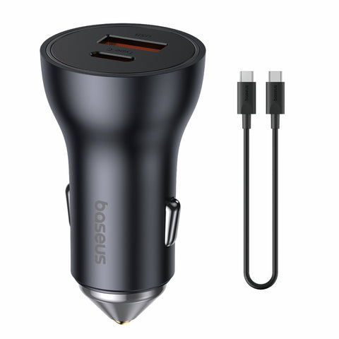 Baseus 40W Turbo Carregador Veicular USB + USB-C com Cabo
