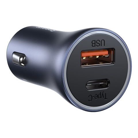 Baseus 40W Turbo Carregador Veicular USB + USB-C com Cabo